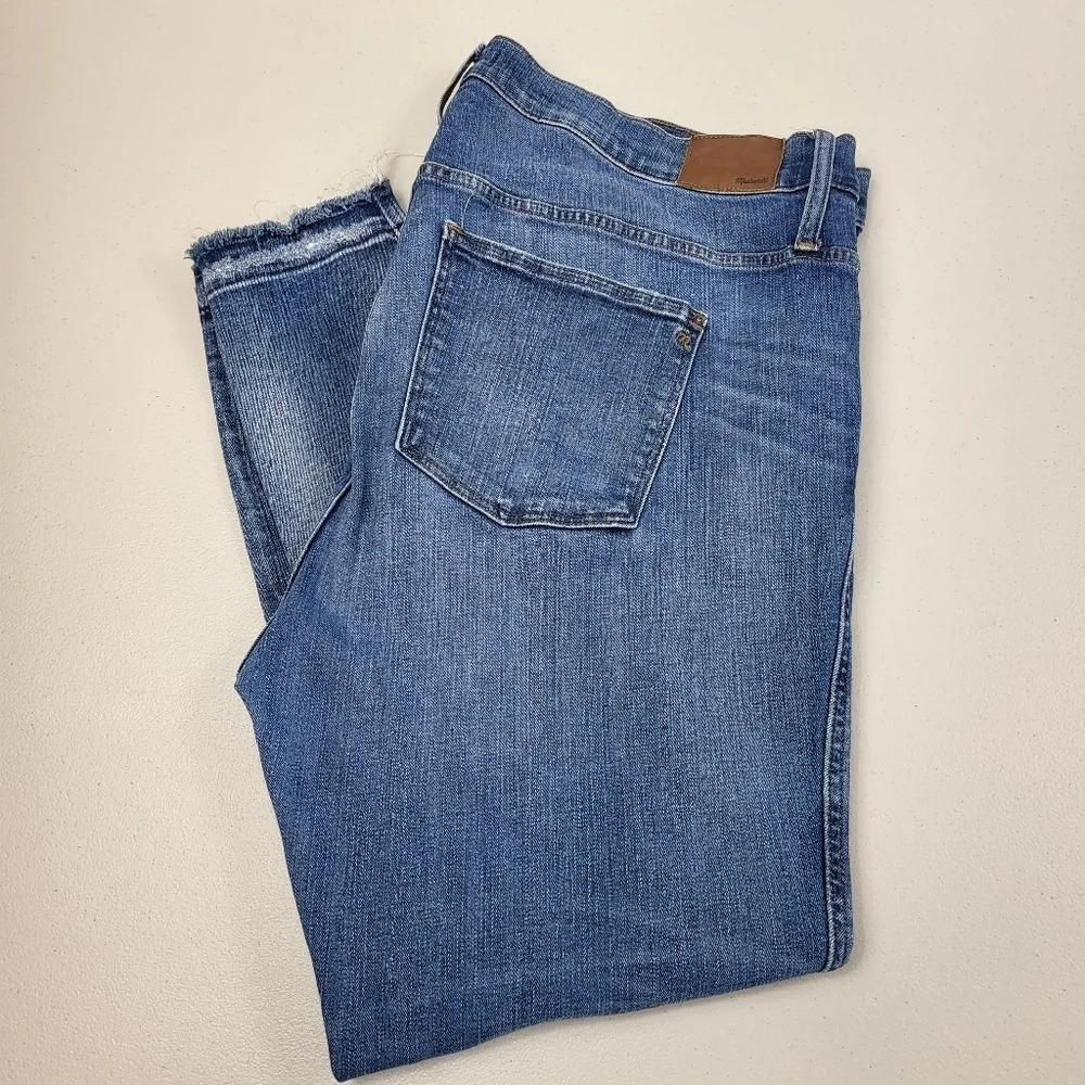 Madewell 9" High Rise Rip and Repair Edition Skinny Blue Denim Jeans Sz 36 - Picture 14 of 16